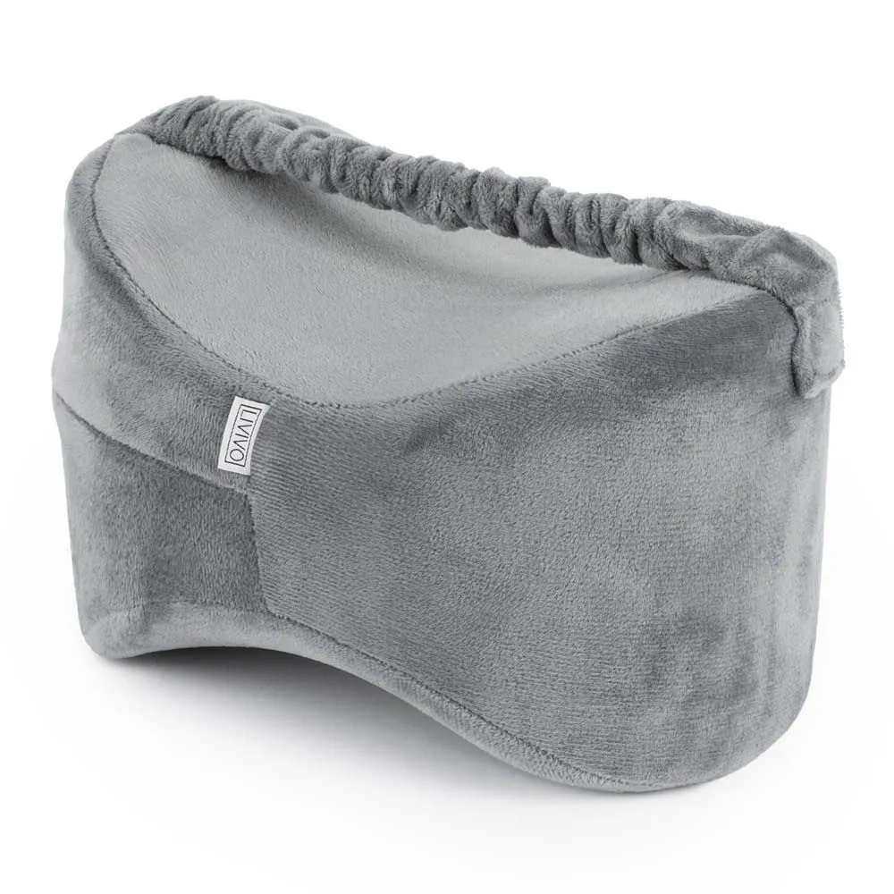 LIVIVO Leg Pillow Grey Memory Foam Knee Pillow for Side Sleepers Pain Relief with Washable Cover Strap