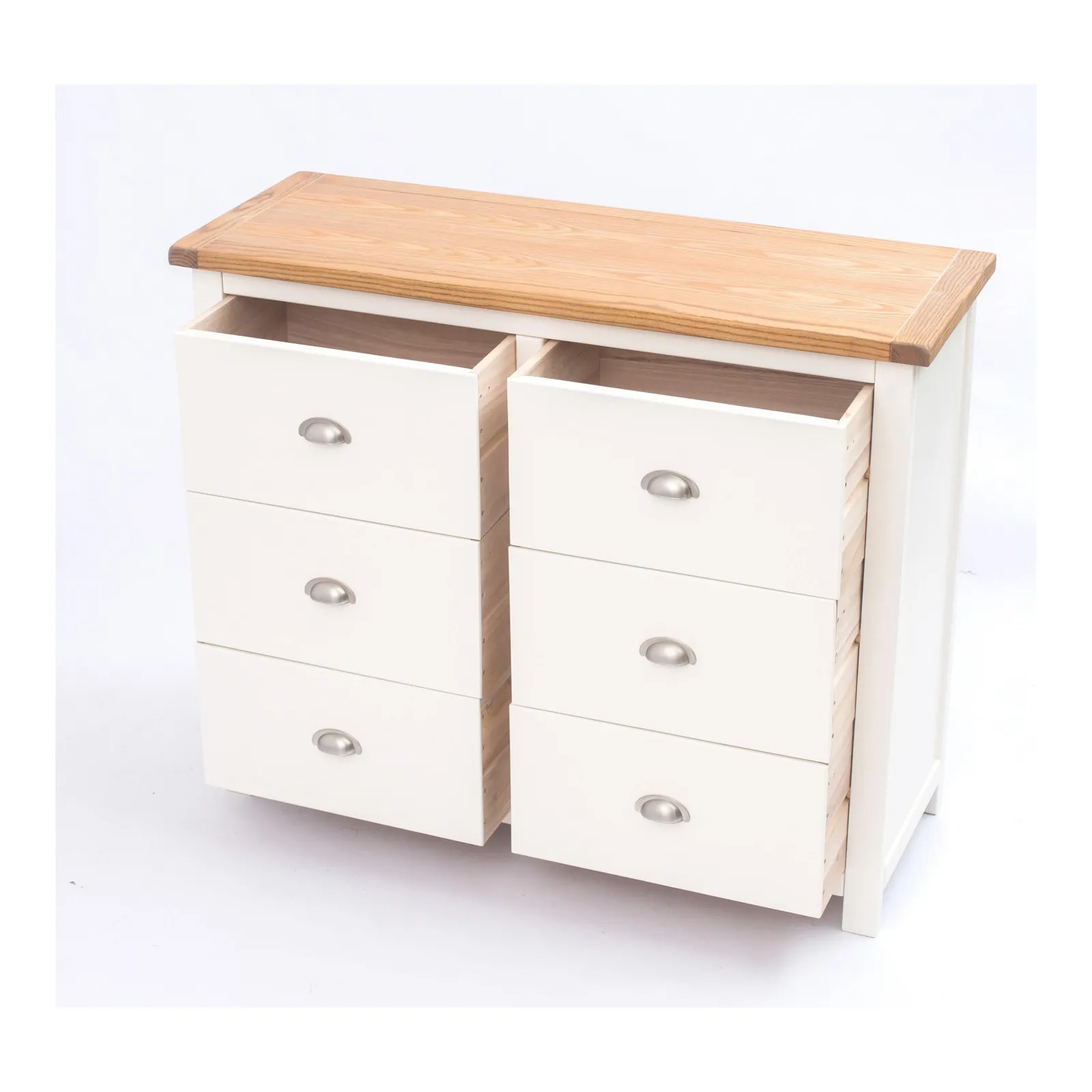 Cabinet Bits Lovere 6 Drawer Chest of Drawers Chrome Cup Handle in Off-White 5