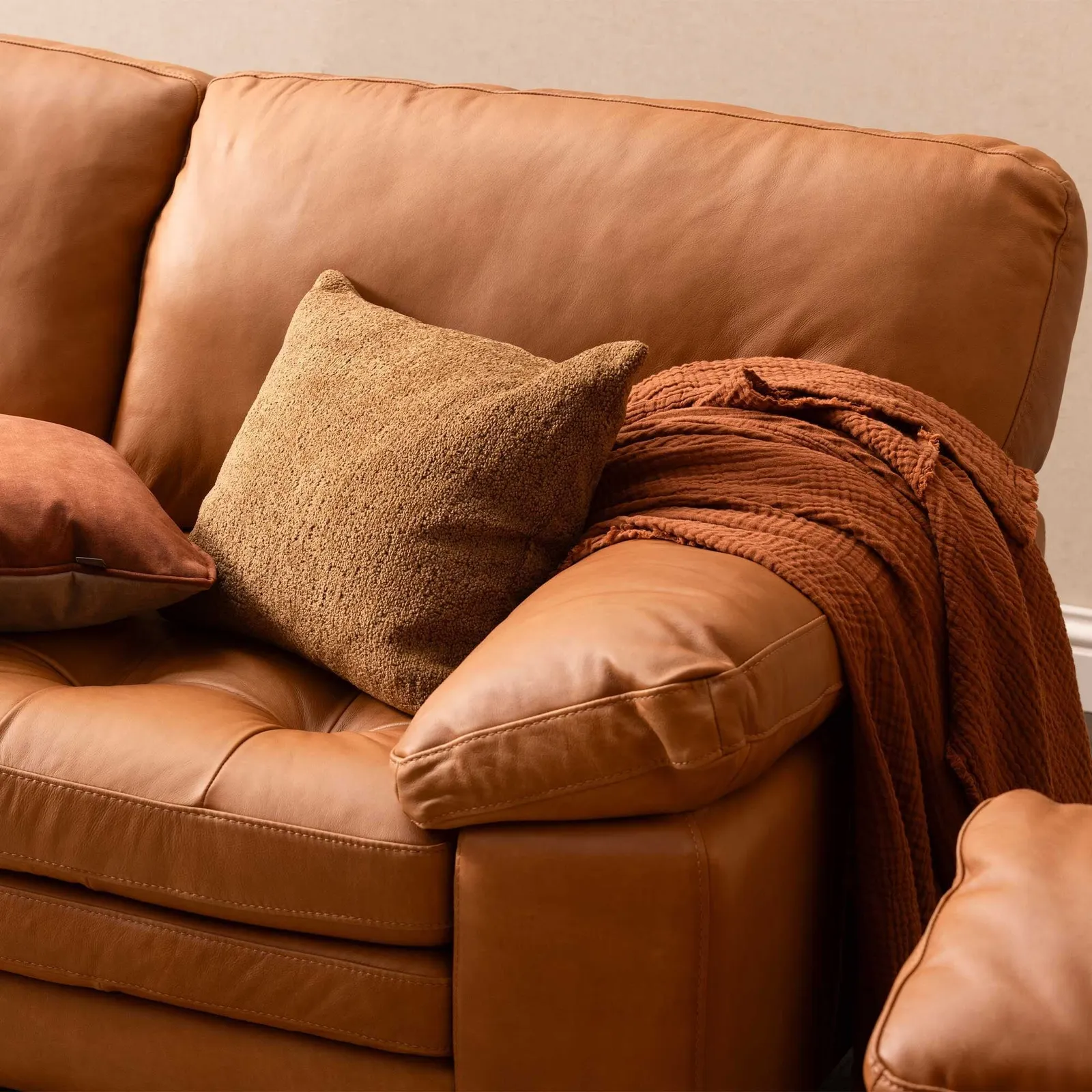 Olson Left Hand Facing Chaise Corner Sofa, Brown Leather | Barker & Stonehouse 3