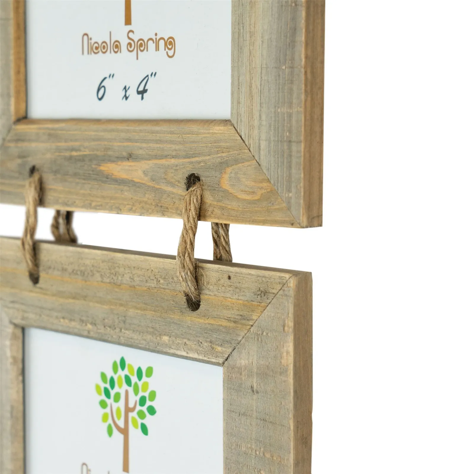 Nicola Spring Rustic Wooden Hanging 5 Photo Frame - 6 X 4" - Natural, Brown 5