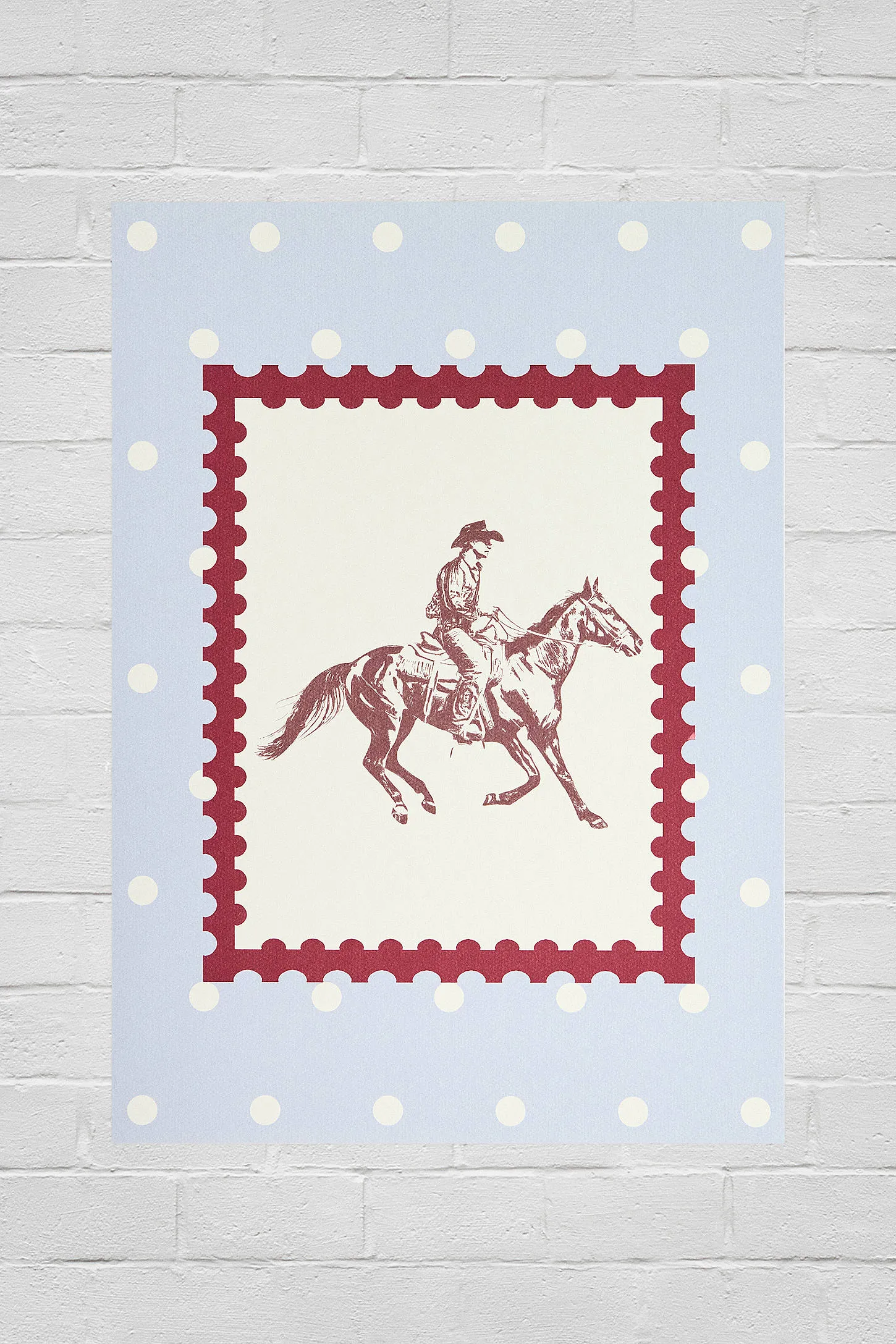 Western Rodeo 30x40cm Wall Art Print - Blue