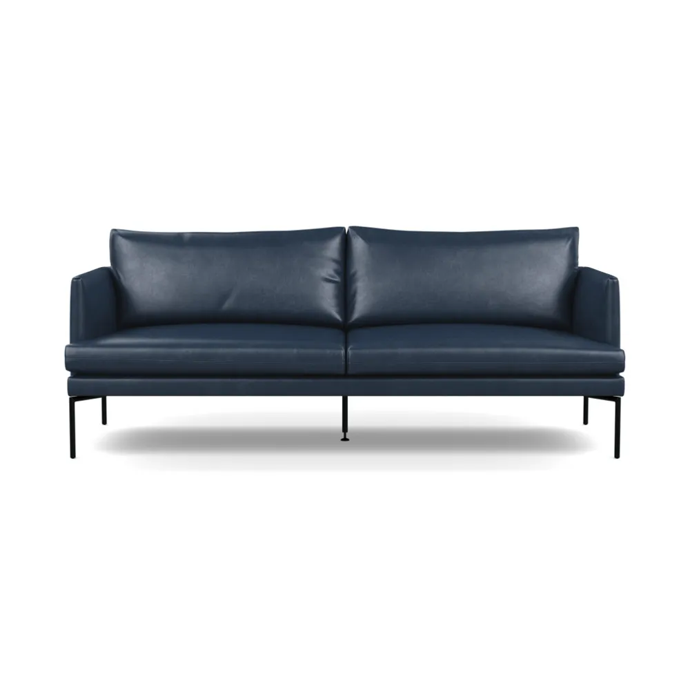 Heal's Matera 3 Seater Sofa Leather Stonewash 279 Navy Blue Black Feet 1