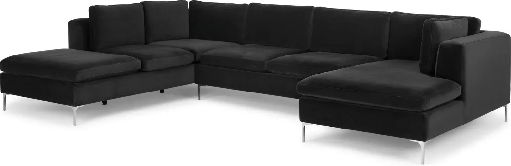 Monterosso Left Hand Facing Corner Sofa, Midnight Grey Velvet