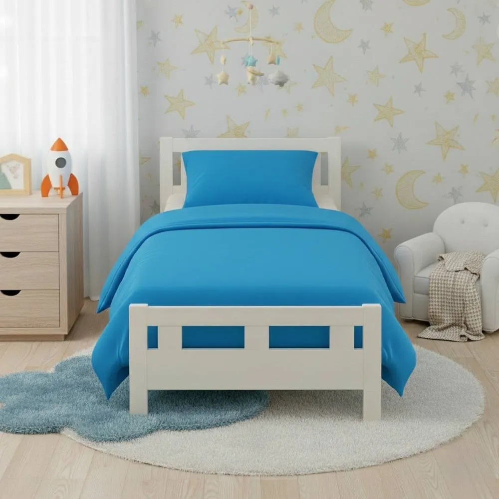 Snug City Flannelette Cotton Cot Bed Duvet Cover Set Brushed Warm Bedding Set in Teal