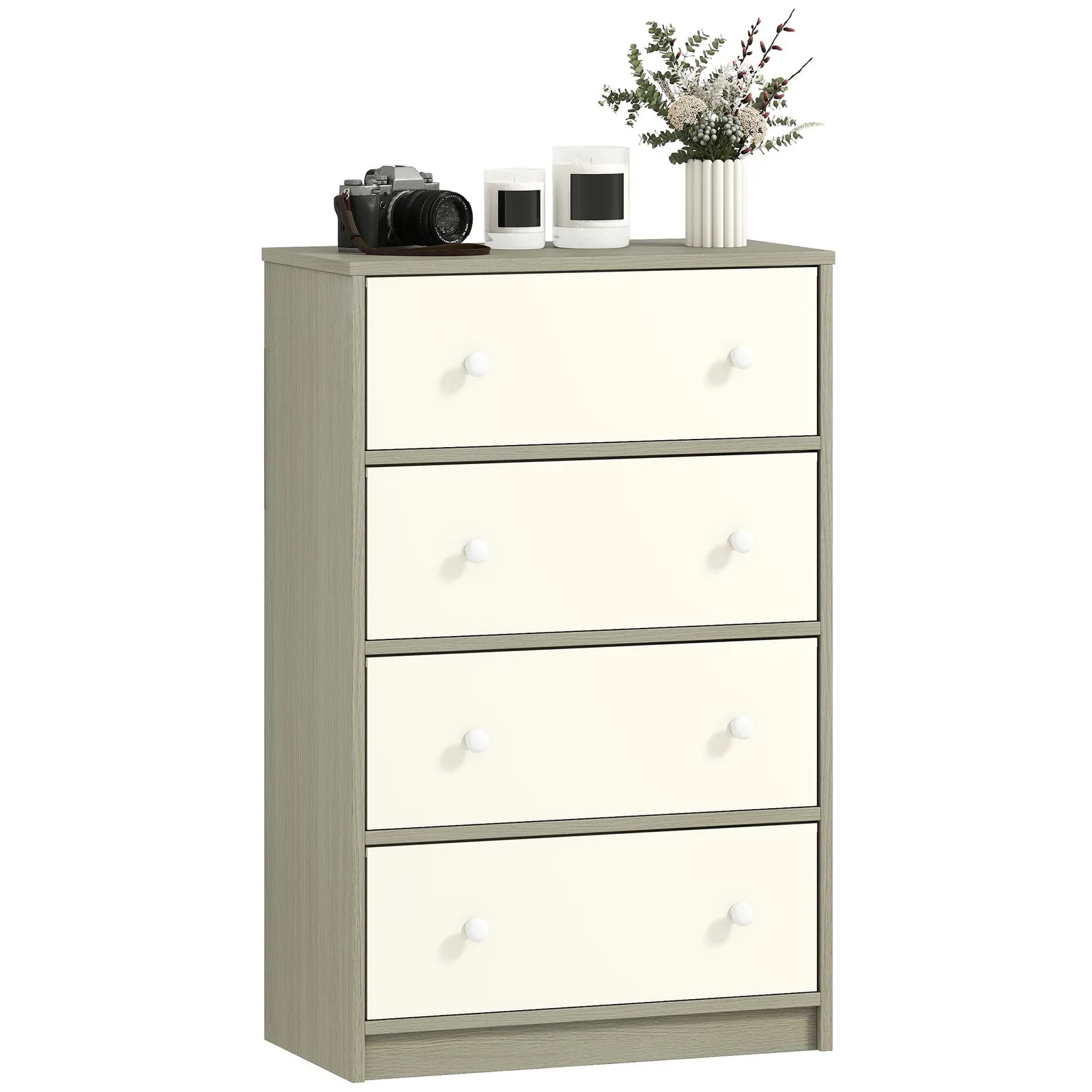 HOMCOM Chest of Drawers, Drawer Dresser for Bedroom in White 2