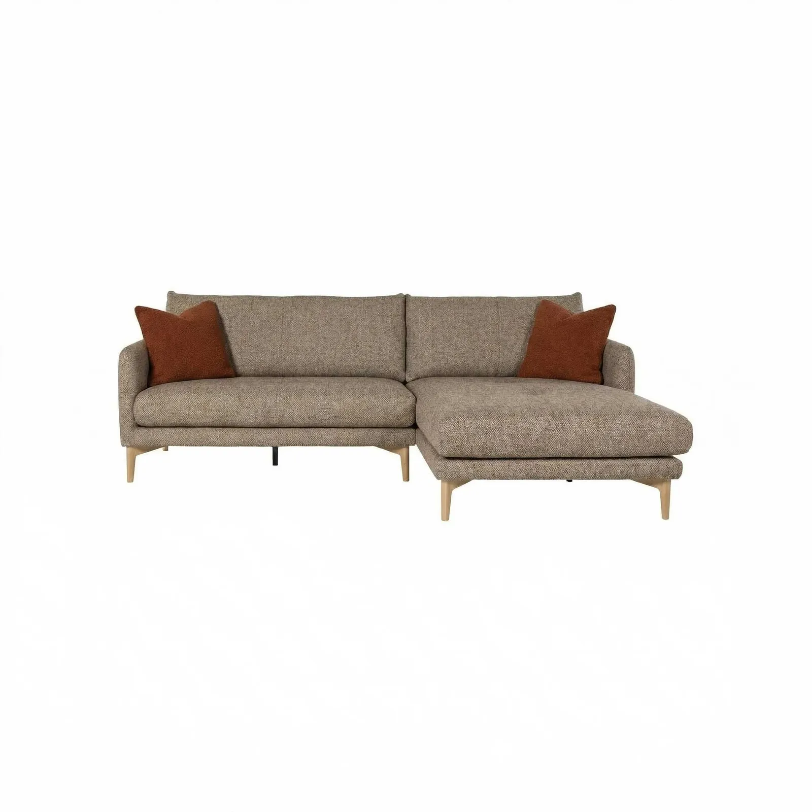 Ercol Aosta Small Chaise Right Corner Sofa, Brown Fabric | Barker & Stonehouse 2
