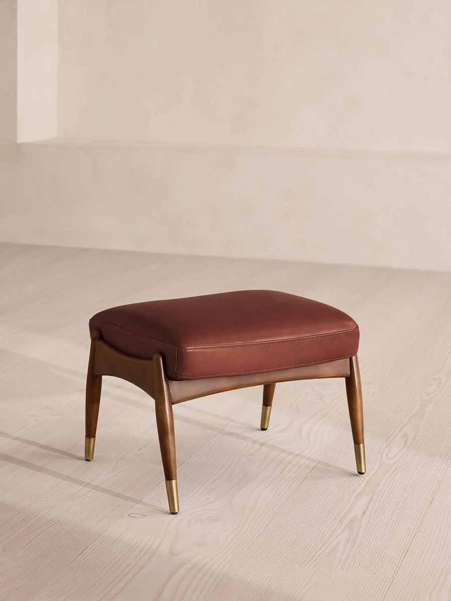Theodore Footstool, Leather, Sangria