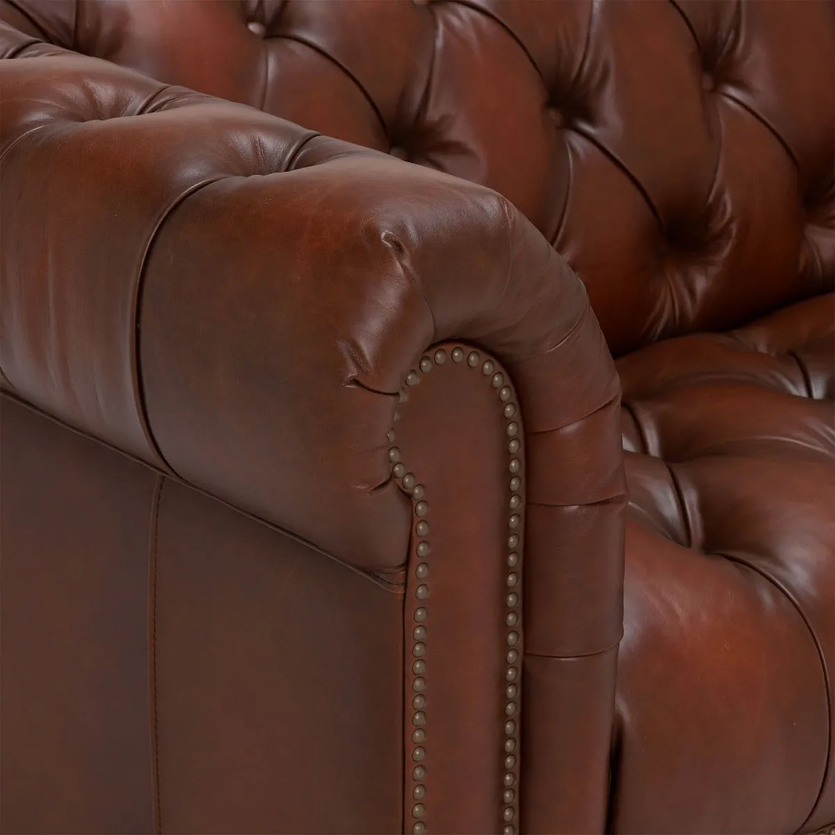 Ullswater 3 Seater Leather Chesterfield Sofa, Brown | Barker & Stonehouse 6
