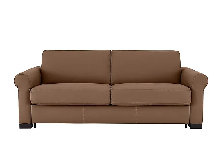 Alcova 3 Seater Leather Sofa Bed with Scroll Arms - Sofas and Armchairs - In Time for Christmas