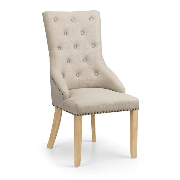 Loire Set Of 2 Button Back Dining Chairs, Linen 4