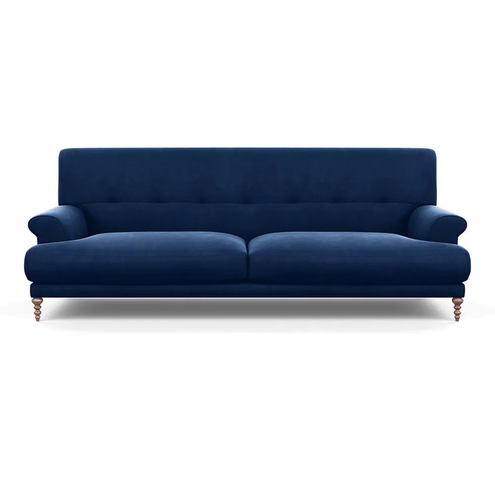 Scp Oscar 3 Seater Informal Sofa Velvet Midnight Walnut Feet 1