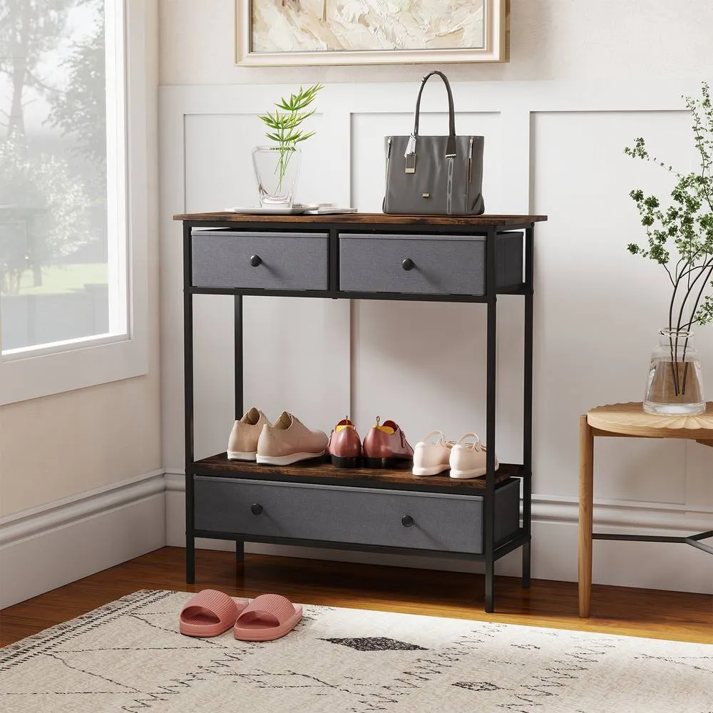 Costway Console Table Industrial Entryway Table Sofa Table Rustic Foyer Table in Brown 4