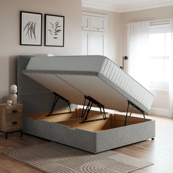 Luxury Side Ottoman Bed Frame, Teddy Fabric 2