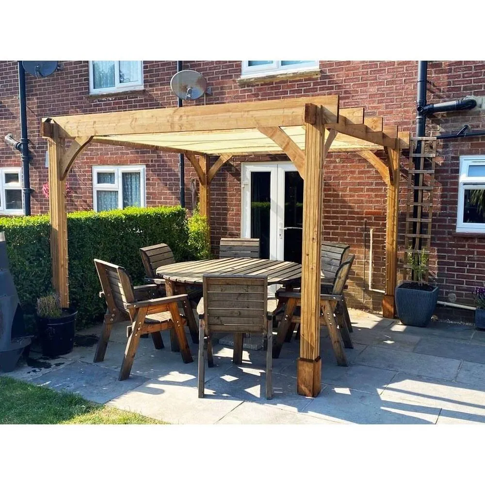 Dunster House Wooden Pergola 3x3m Pressure Treated Heavy Duty Leviathan in Brown 5