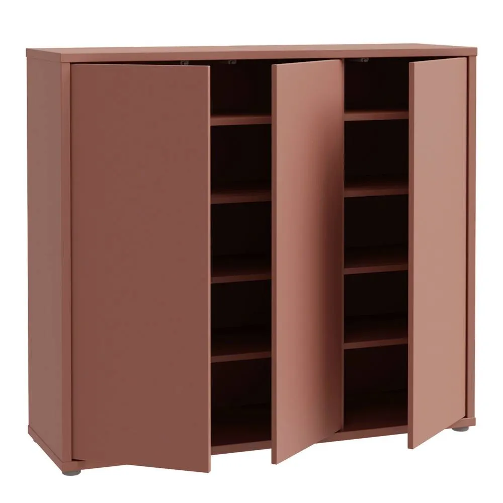 Furniture To Go Alice Springs Shoe Cabinet with 3 Doors Push-to-Open in Terracotta 5
