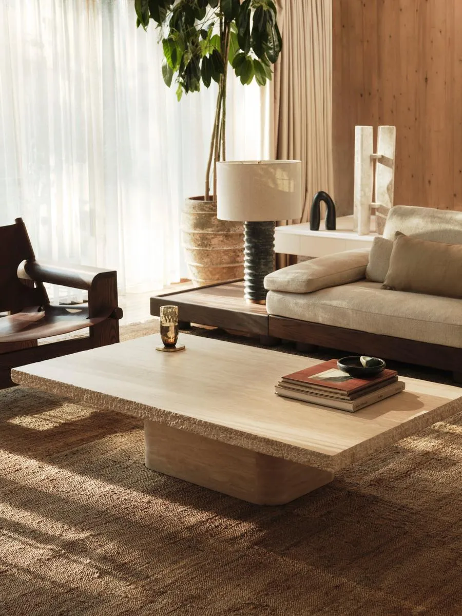 Ramsey Coffee Table, Travertine