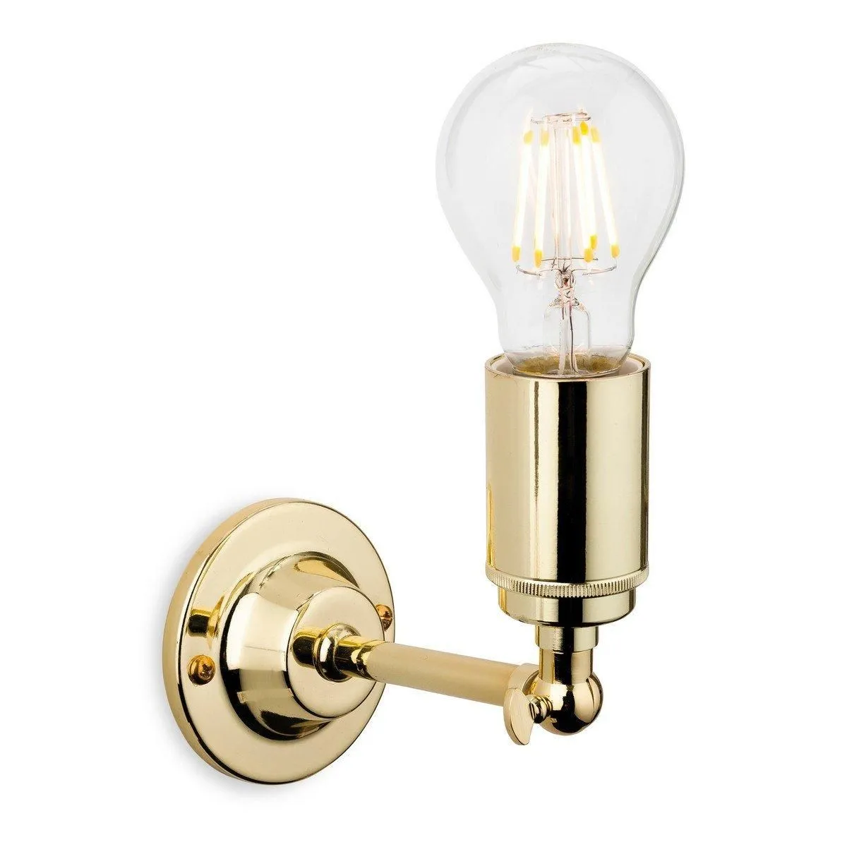 Netlighting Indy 1 Light Indoor Candle Wall Light Polished Brass E27 in Gold