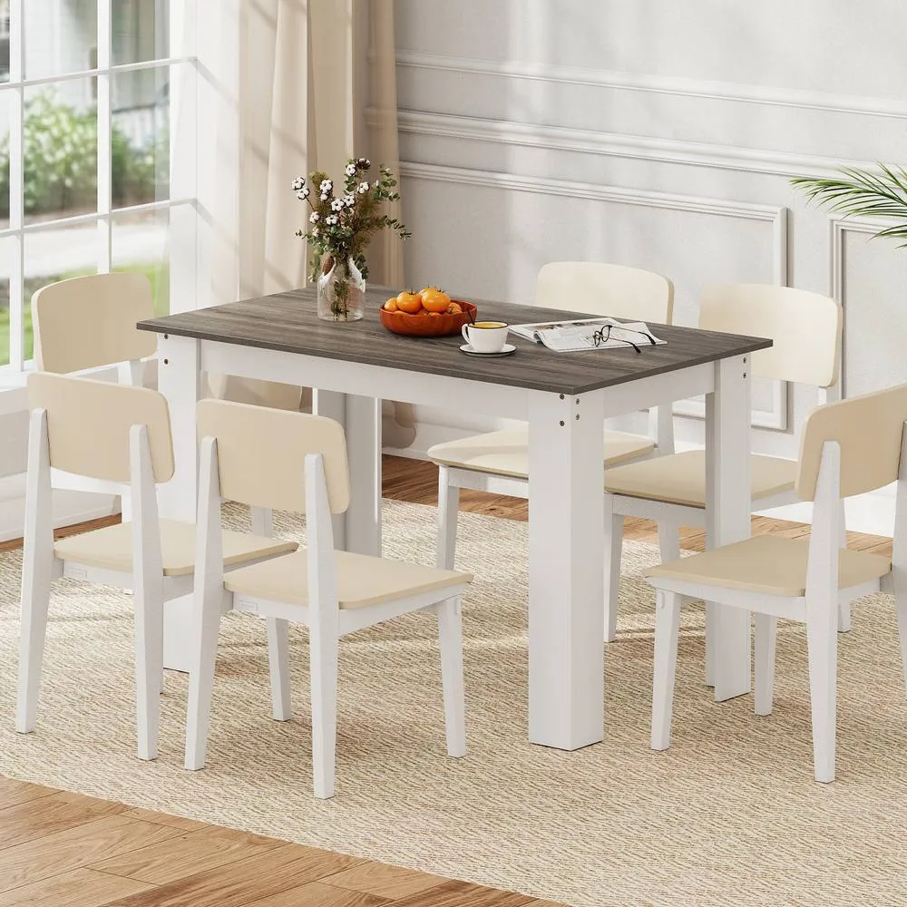 Costway 120 CM Kitchen Dining Table Wooden Rectangular Modern Dinette Table in White 3