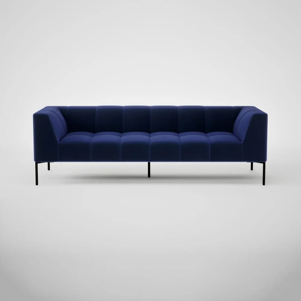 Heal's Quadro 4 Seater Sofa Nobilis Velvet Neptune Black Feet 1