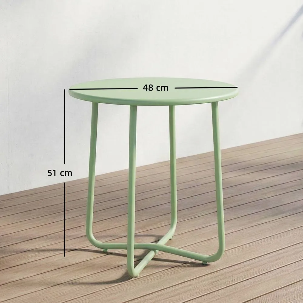OUTSUNNY Metal Garden Side Table, 48 cm Round Outdoor Table in Green 3