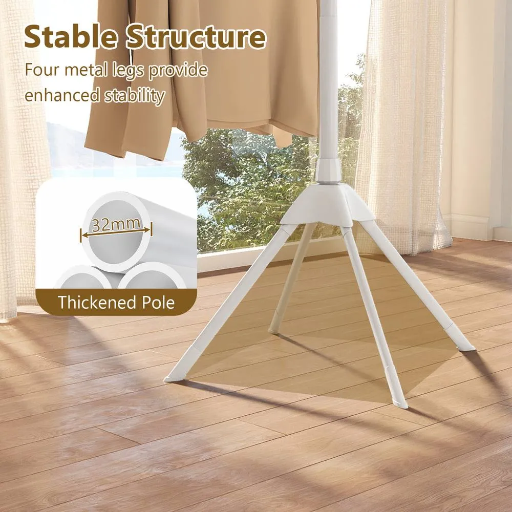 Costway 8 Arm Bamboo Folding Clothes Drying Rack White & Bamboo Color 3