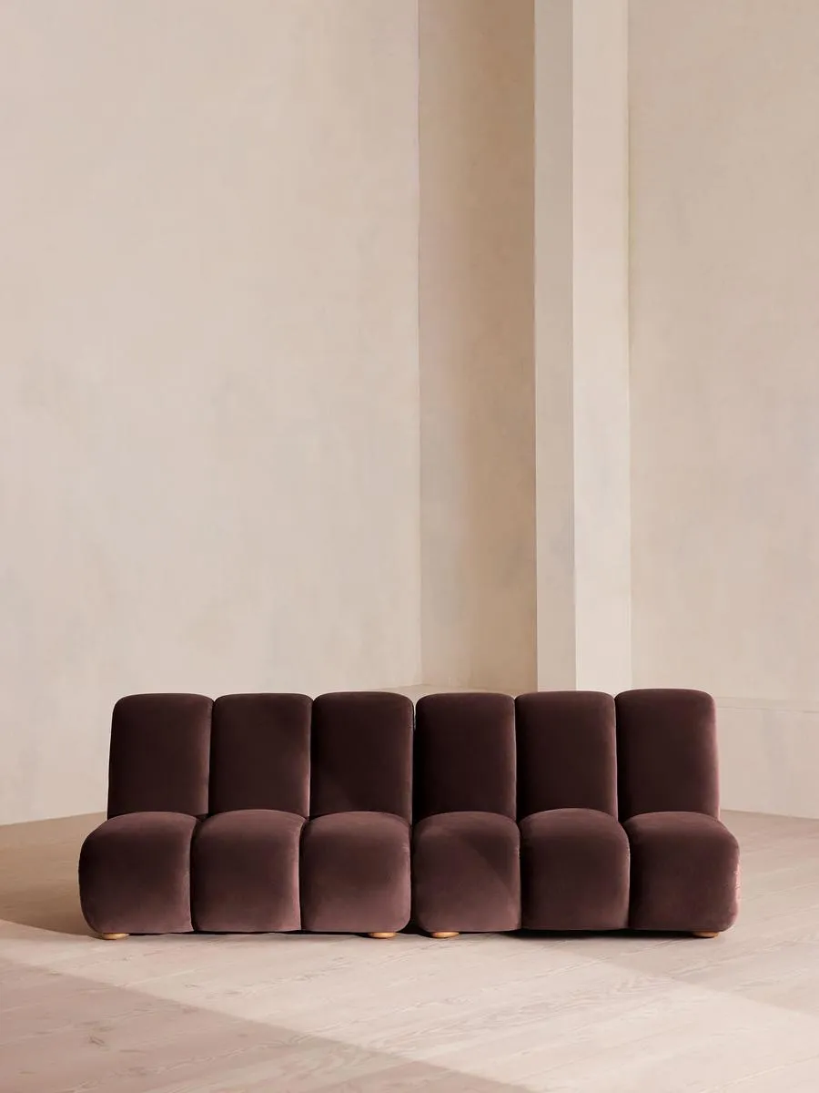 Noelle Modular Sofa, Four Seater, Velvet, Aubergine