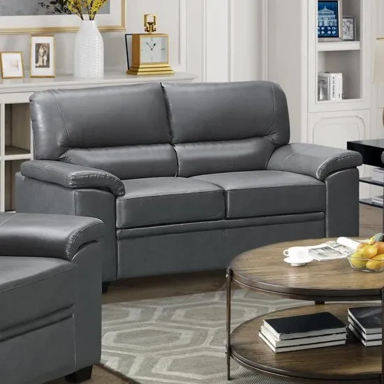 Rachel LeatherGel And PU 2 Seater Sofa In Grey