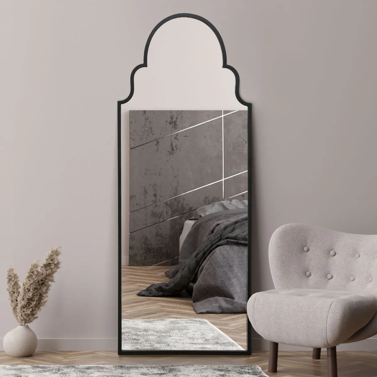 MirrorOutlet Black Framed Arched Leaner/Wall Mirror 71" X 28 (180CM X 70CM) 6