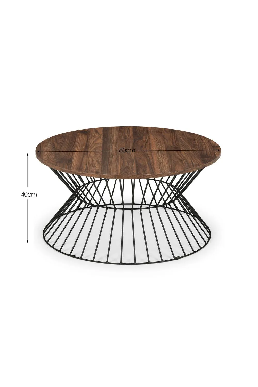 Julian Bowen Jersey Round Coffee Table with Wire Base in Walnut 5