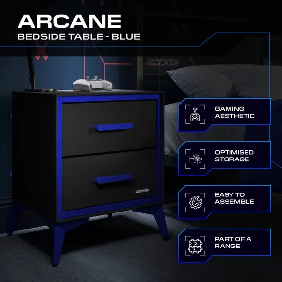 X Rocker Arcane 2 Drawer Bedside Table 2