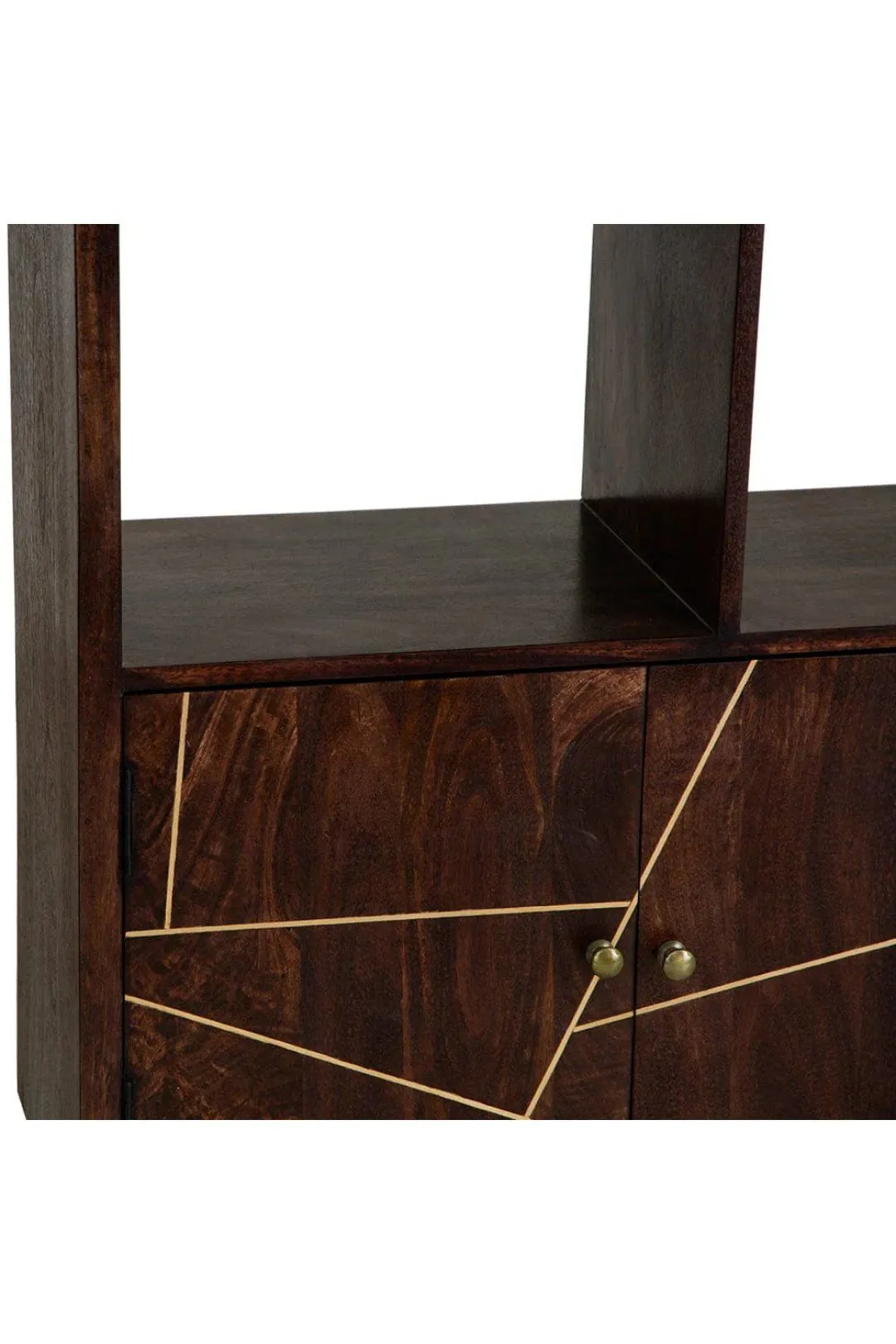 IH Design Multi shelf bookcase with Doors Deiondre Dark Mango in Brown 5
