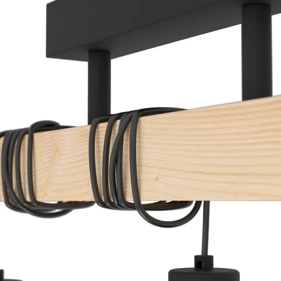 EGLO Townshend 3-Light Industrial Semi Flush Ceiling Light 3