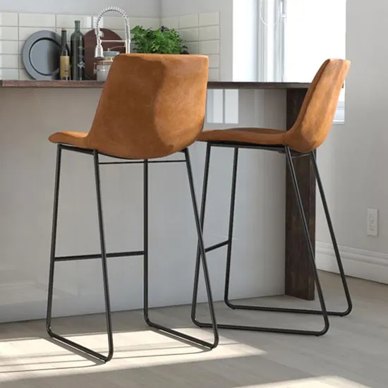 Bowden Upholstered Molded Barstool In Caramel Maple