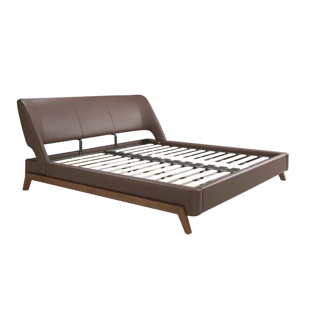 Angel Cerda Chocolate Brown Leatherette Double Bed 180x200 cm