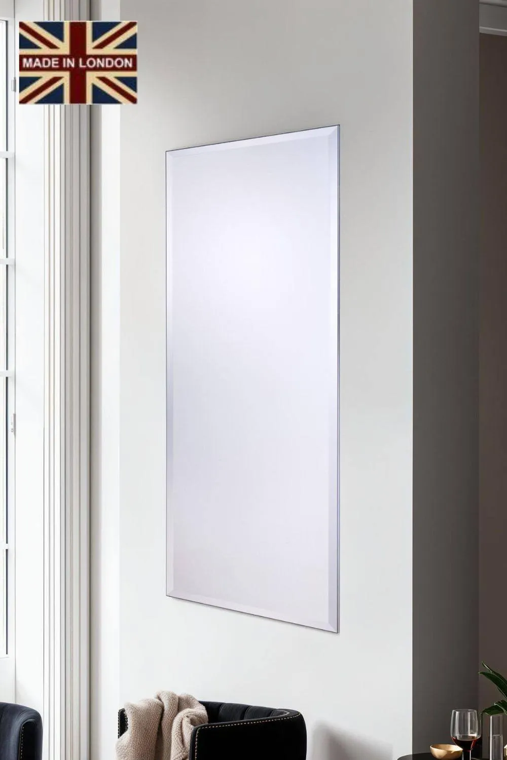 Yearn Mirrors Yearn Minimal Full length Bevelled Mirror 152x61cm in Metallic Silver
