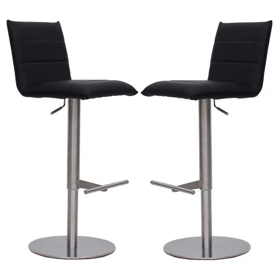 Verlo Bar Stools In Black Faux Leather In A Pair