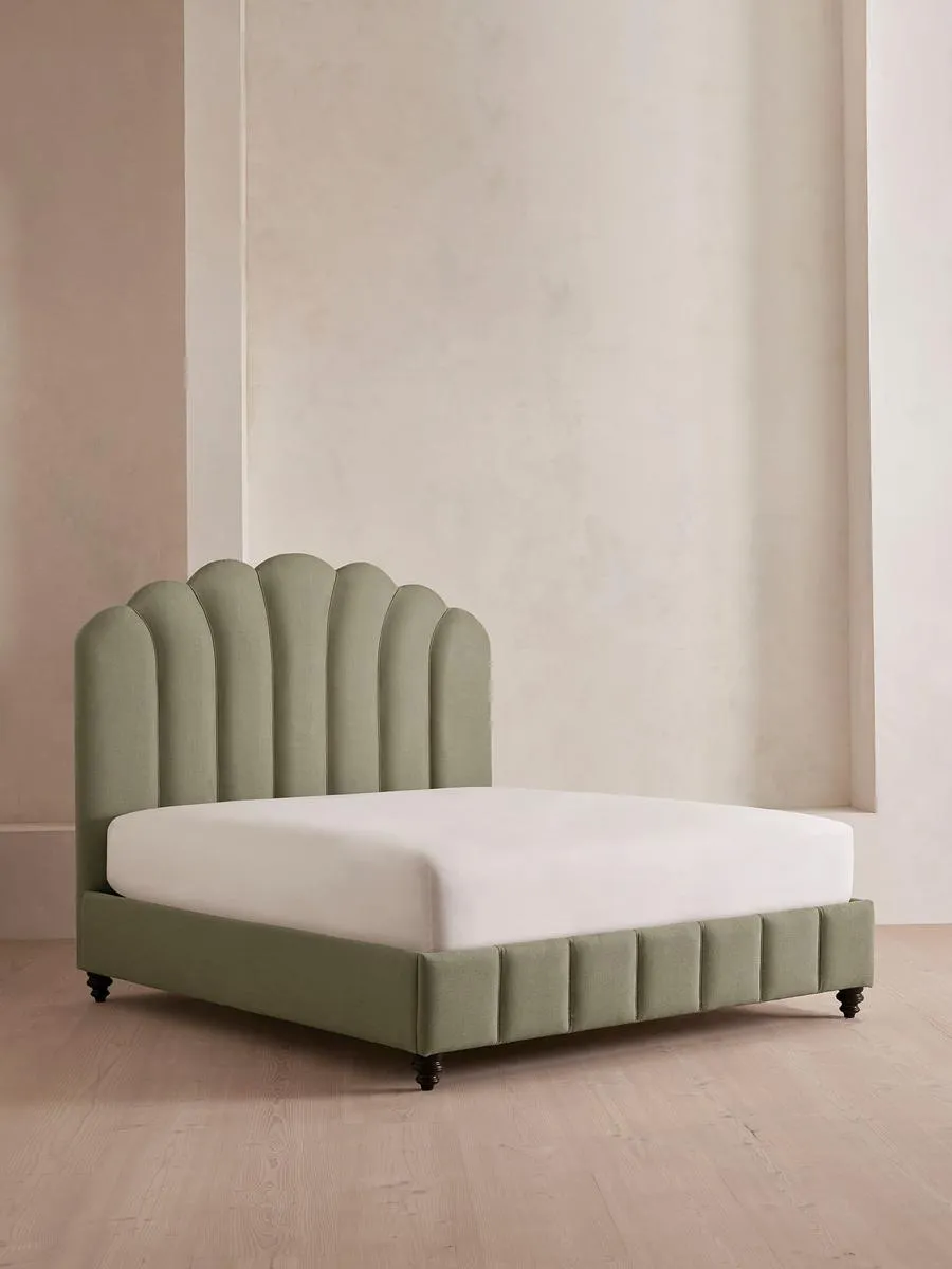 Manette Bed, with Twisted Cord, King, Linen, Sage