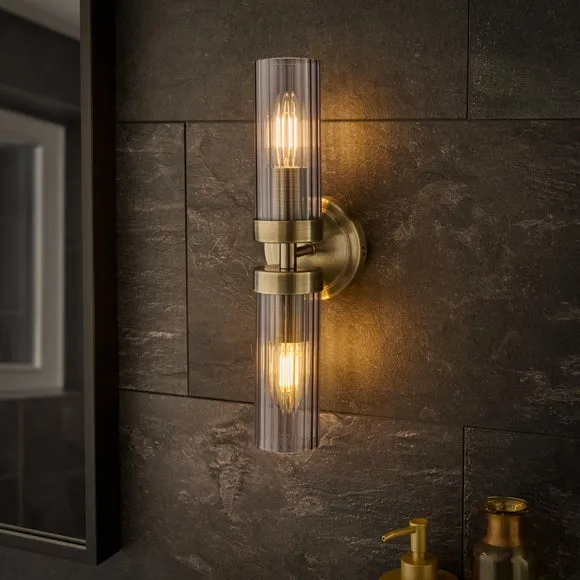 Alyn Ribbed 2 Light Bathroom Wall Light 2