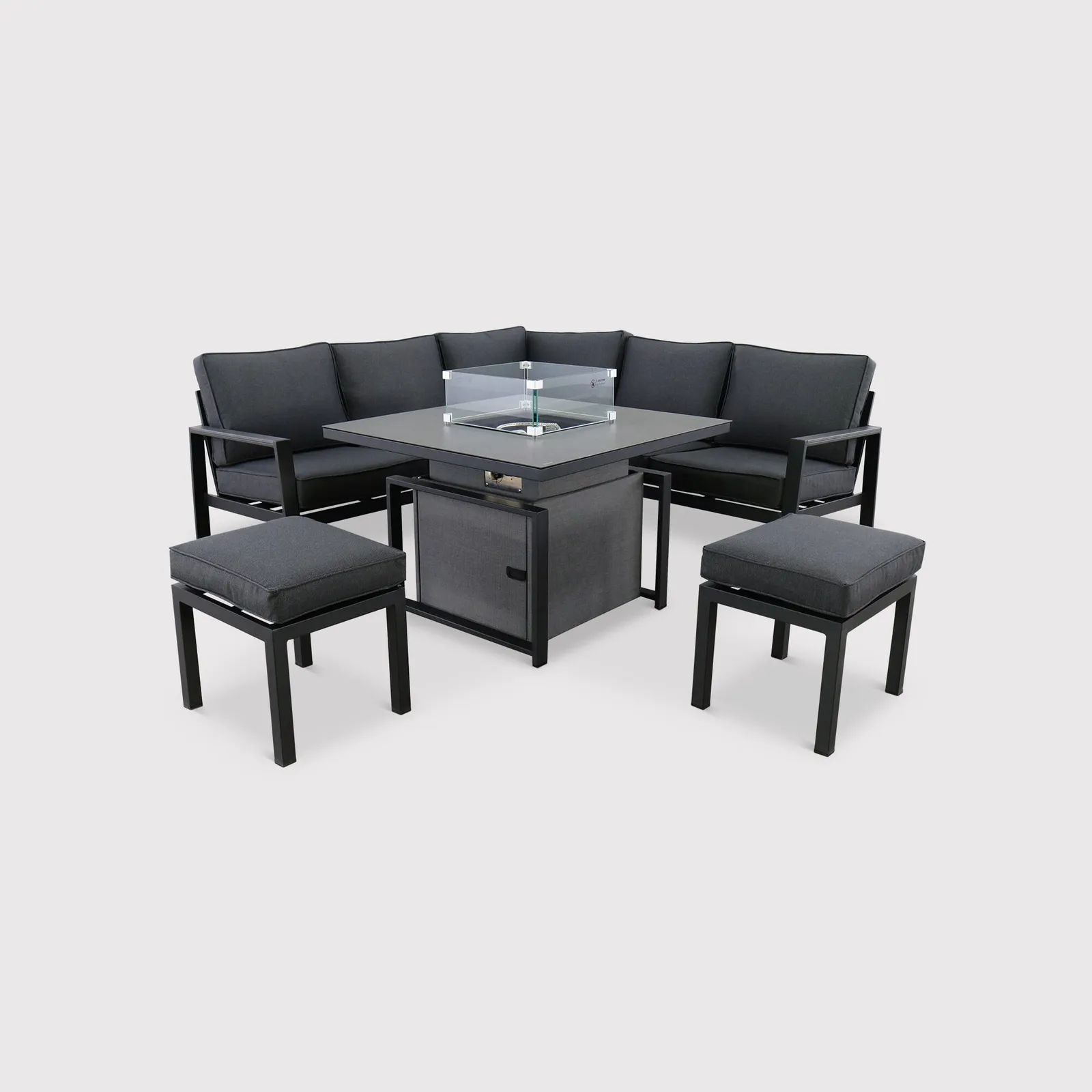 Fierza Corner Sofa Set With Rising Firepit Table, Aluminium, Grey | Barker & Stonehouse 5
