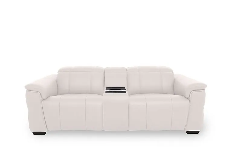 Inca NC Leather 3 Seater Power Recliner Sofa with Power Headrests and Fridge Console - Cotton