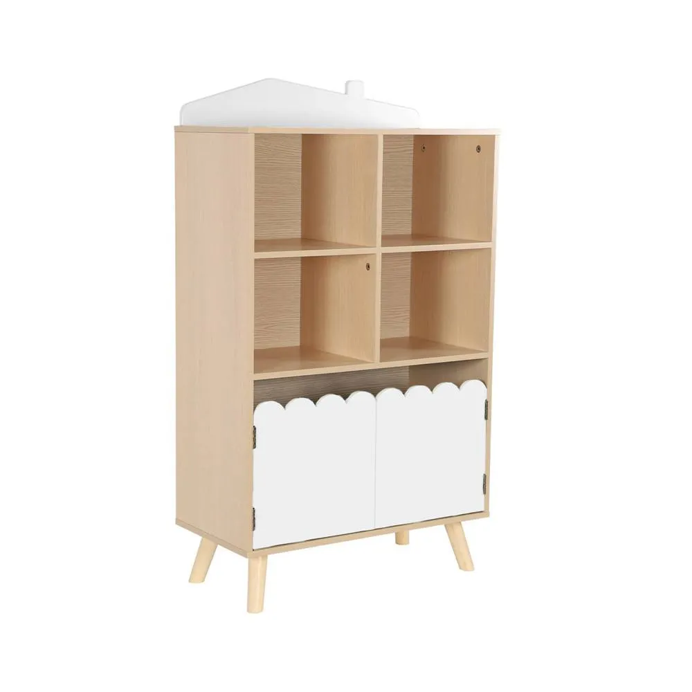 sweeek Children's pine wood library 2 doors 4 shelves in White 2