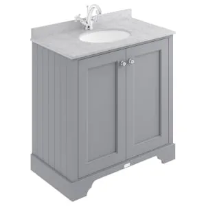 Bayswater Victrion Plummett Grey Traditional Freestanding Vanity Unit & Grey Marble Top Basin - 800mm