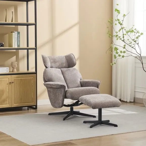 Gretna Chenille Swivel Chair with Footstool 2