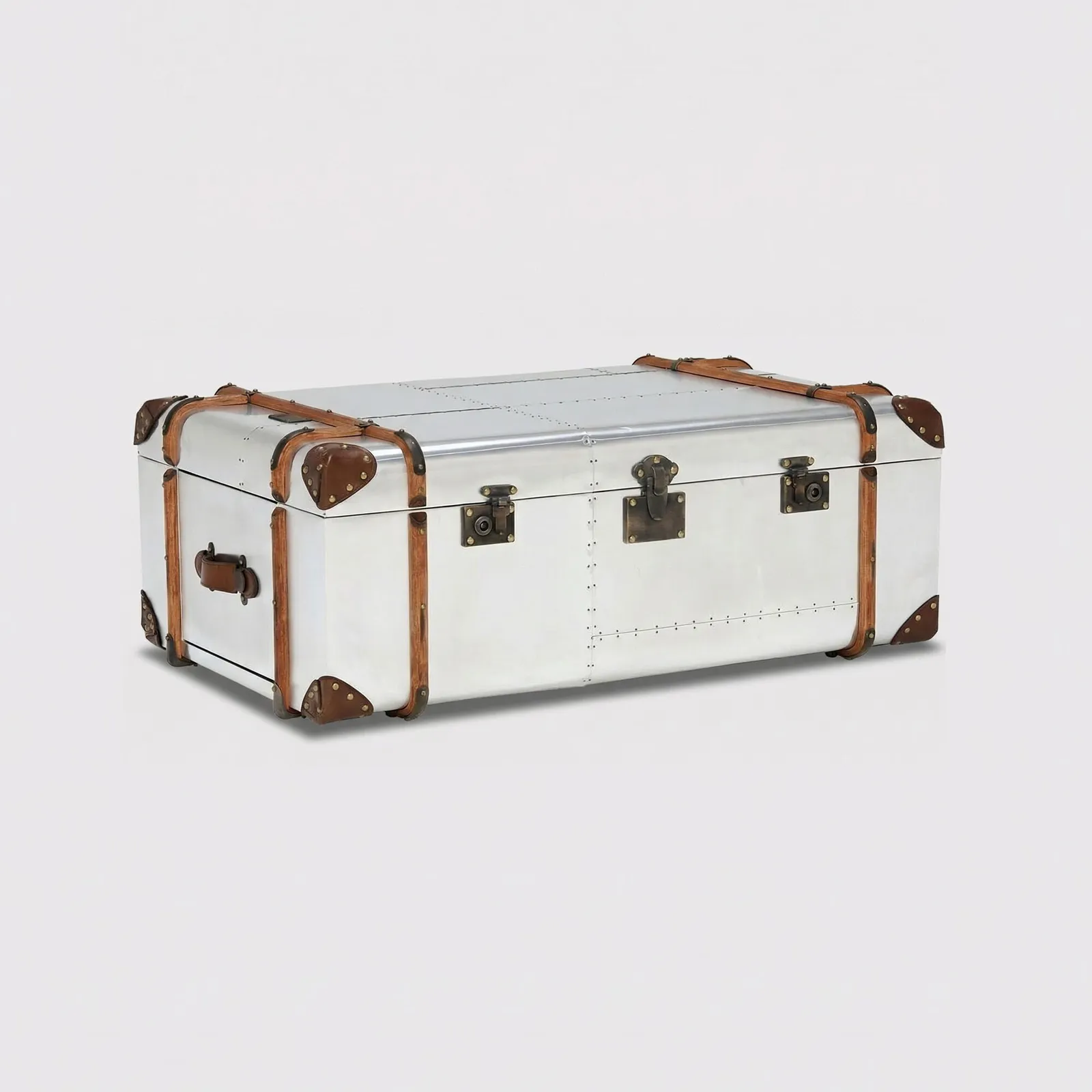 Timothy Oulton Globetrekker Extra Large Coffee Table 150X100Cm, Silver Metal | Barker & Stonehouse