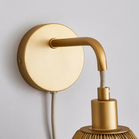 Elements Jaula Rattan Plug In Wall Light 4