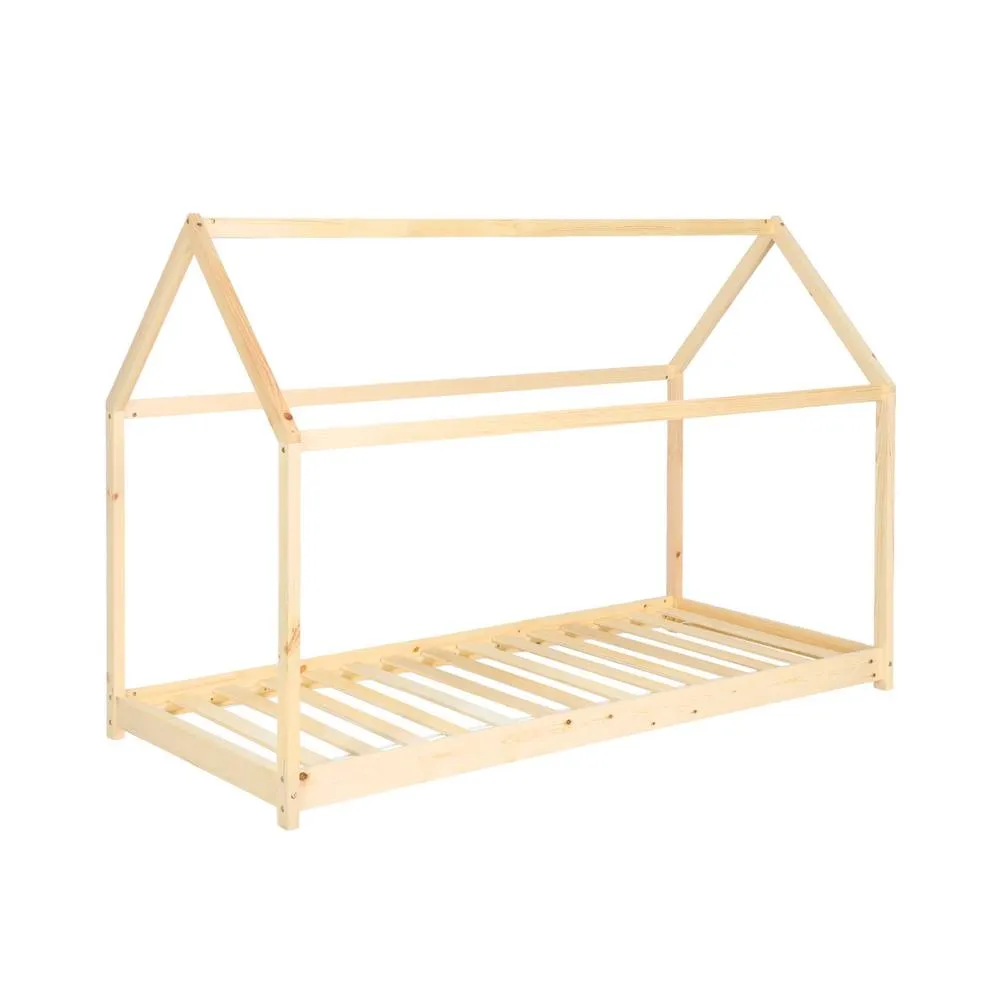 sweeek Children's hut bed in natural pine, bed base included in Beige 2