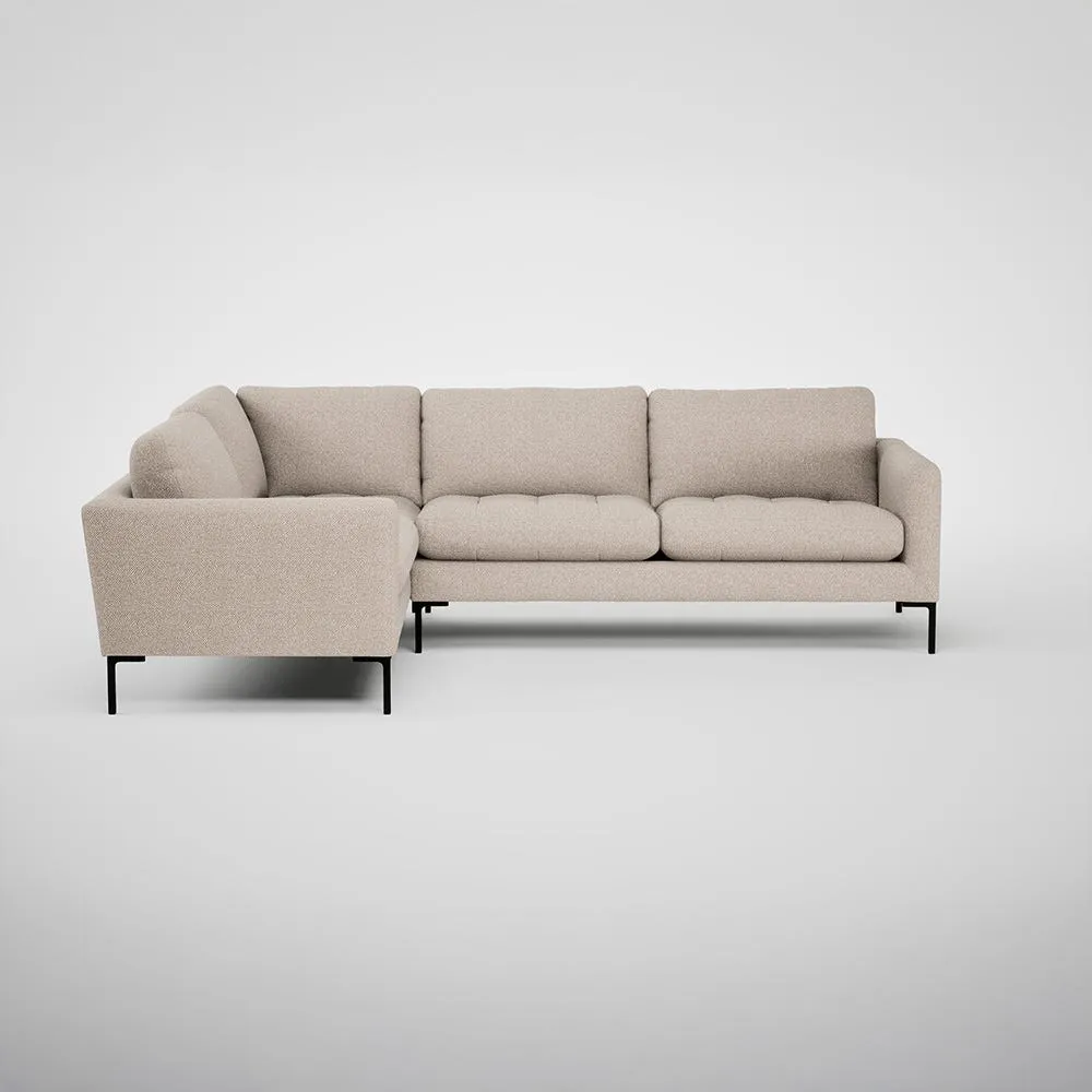 Heal's Eton Left Hand Facing Corner Sofa Boucle Tweed Pearl Black Feet 1