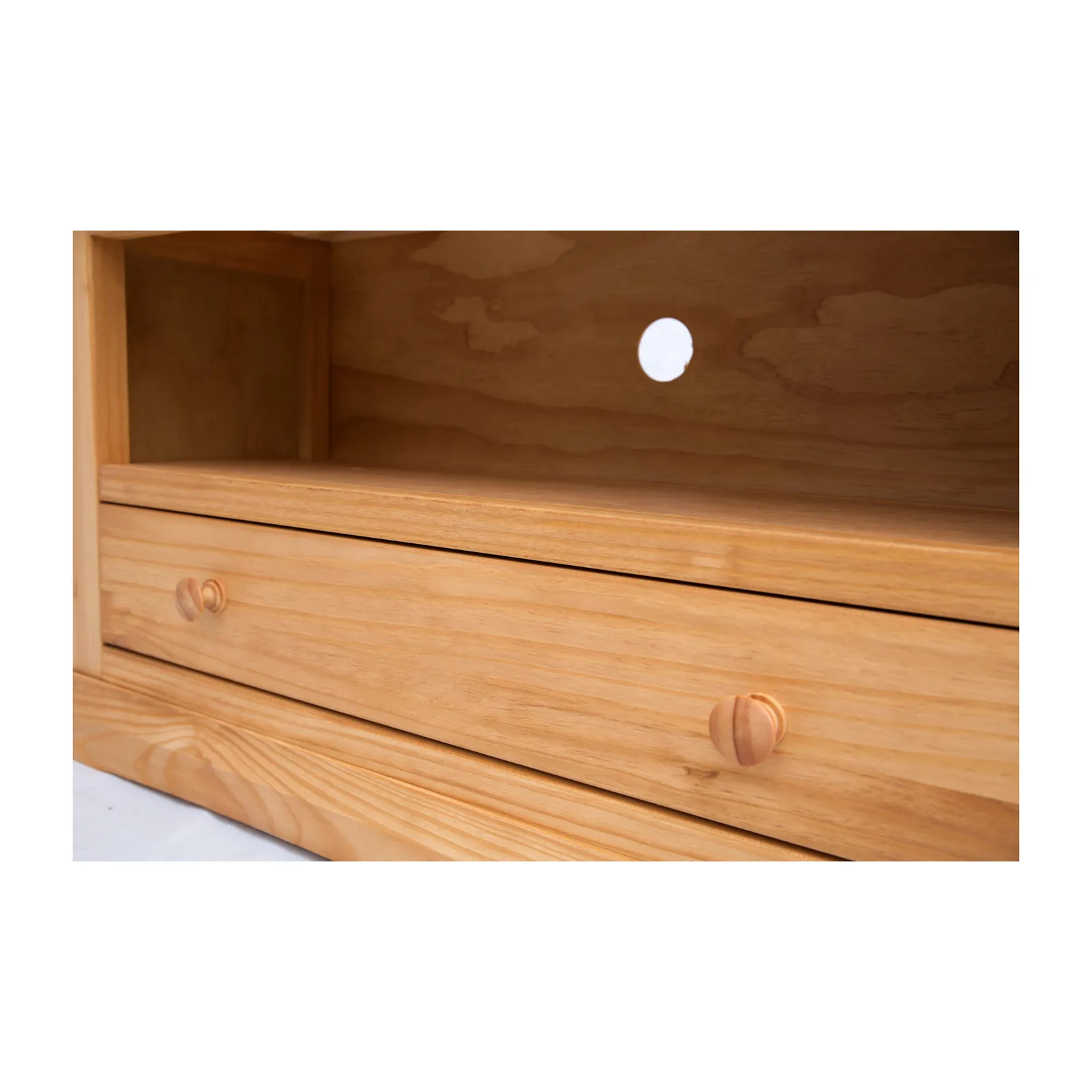 Cabinet Bits Lucca Waxed 1 Drawer TV Cabinet Wood Knob in Light Brown 5