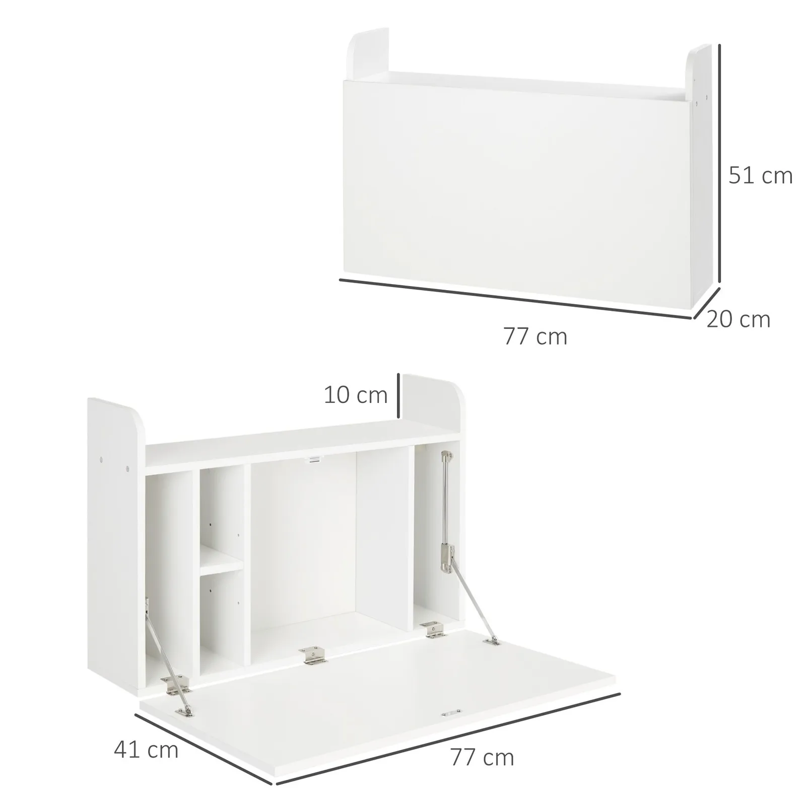 HOMCOM Wall Mounted Table Drop Leaf Floating Laptop Desk with Storage in White 3