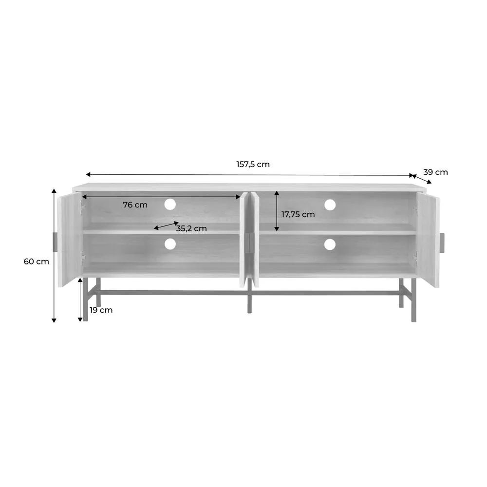 sweeek 157.5cm Tv Unit Wooden Effect 4 Doors in Dark Brown 6